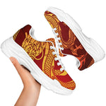 Chinese Dragon Zodiac Sign Print White Chunky Shoes