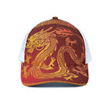 Chinese Dragon Zodiac Sign Print White Mesh Trucker Hat