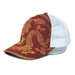 Chinese Dragon Zodiac Sign Print White Mesh Trucker Cap