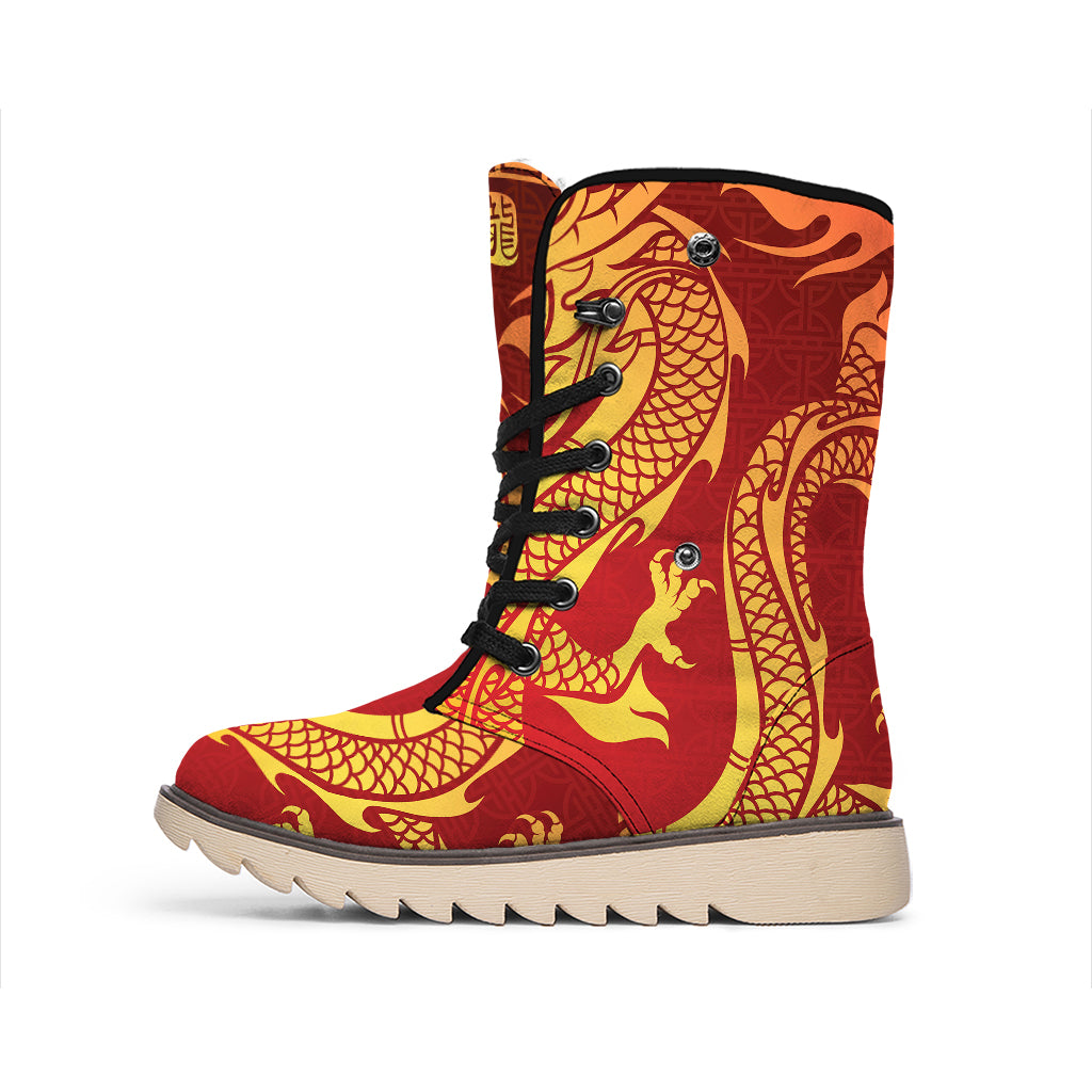 Chinese Dragon Zodiac Sign Print Winter Boots