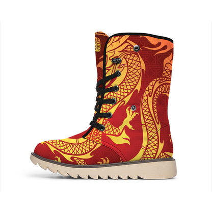Chinese Dragon Zodiac Sign Print Winter Boots