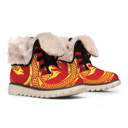 Chinese Dragon Zodiac Sign Print Winter Boots