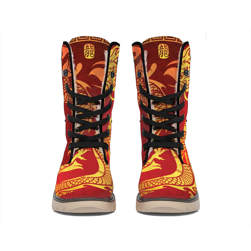 Chinese Dragon Zodiac Sign Print Winter Boots