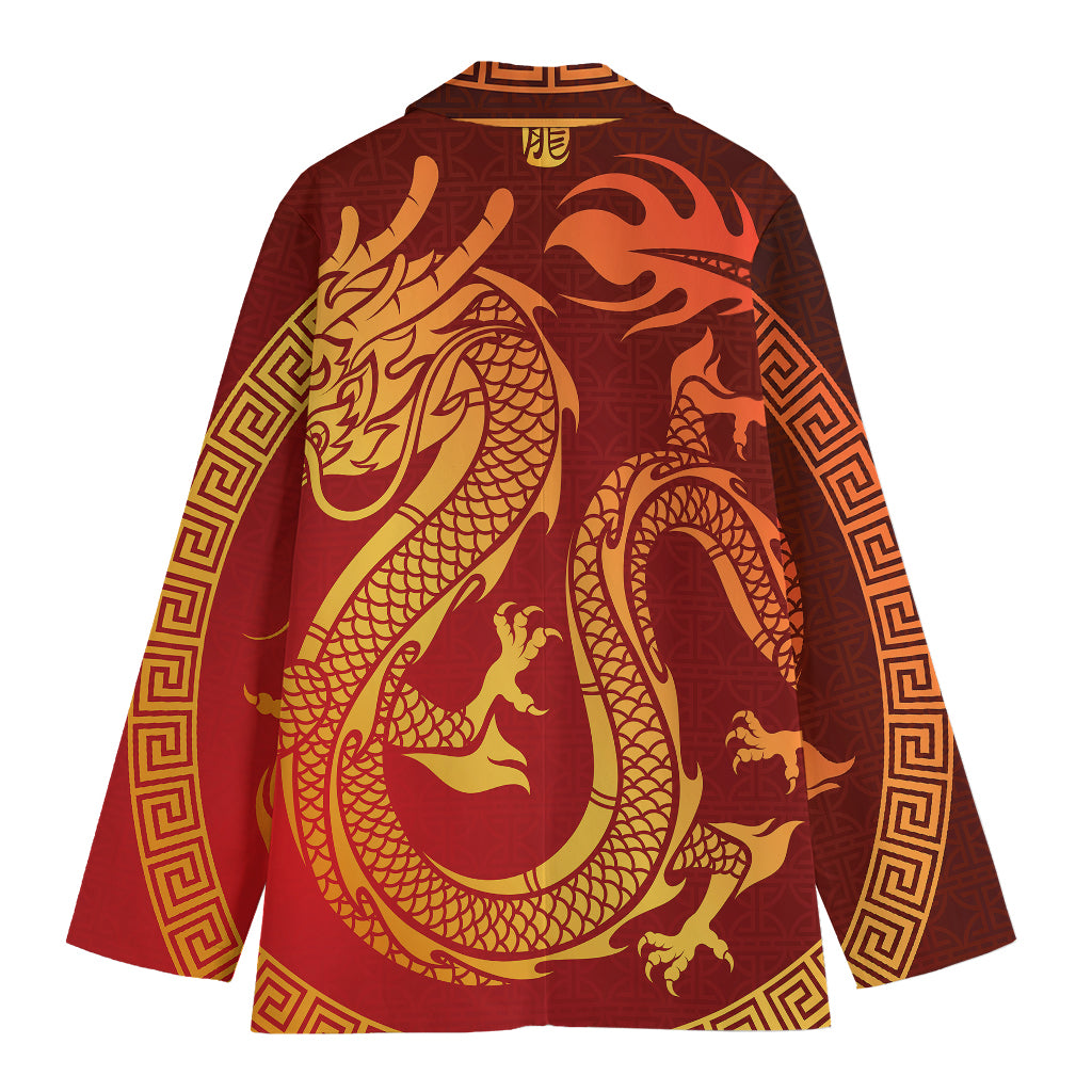 Chinese Dragon Zodiac Sign Print Women's Blazer