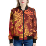 Chinese Dragon Zodiac Sign Print Women's Bomber Jacket