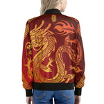 Chinese Dragon Zodiac Sign Print Women's Bomber Jacket