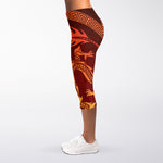 Chinese Dragon Zodiac Sign Print Women's Capri Leggings