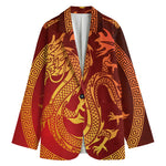 Chinese Dragon Zodiac Sign Print Women's Cotton Blazer