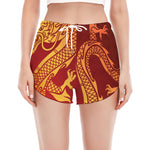 Chinese Dragon Zodiac Sign Print Women's Split Running Shorts