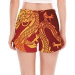 Chinese Dragon Zodiac Sign Print Women's Split Running Shorts