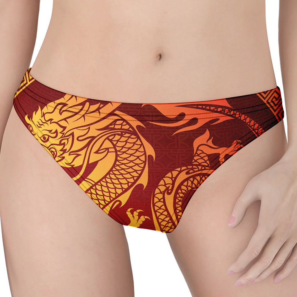 Chinese Dragon Zodiac Sign Print Women's Thong