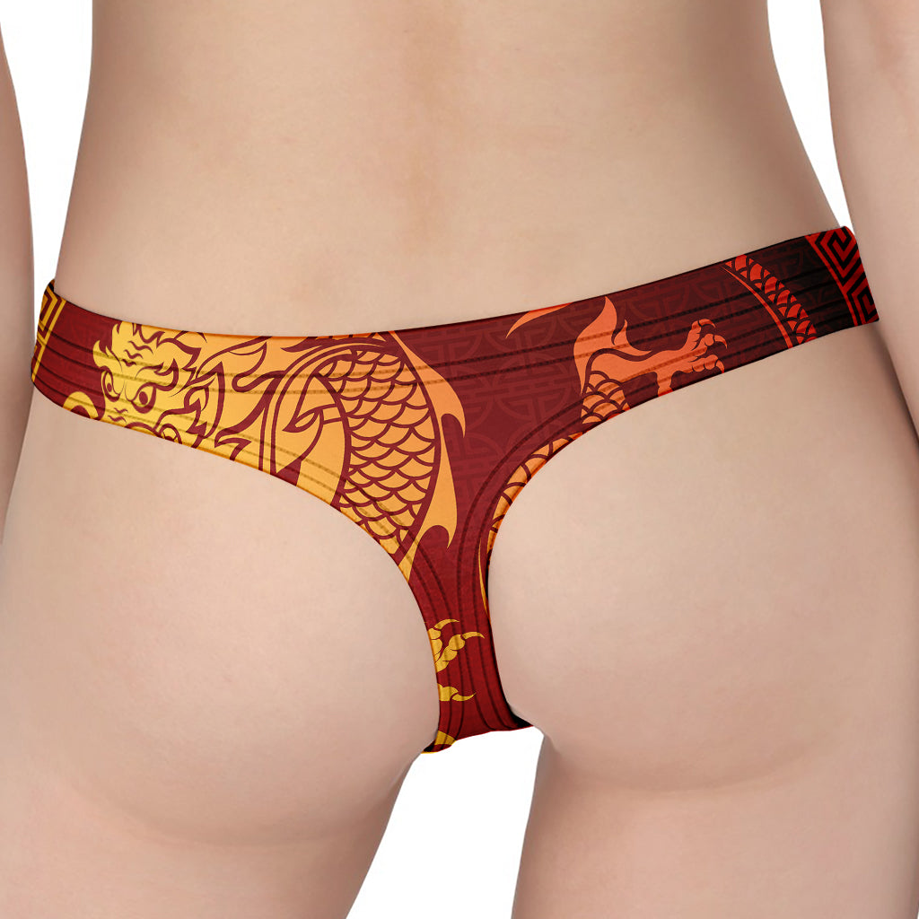 Chinese Dragon Zodiac Sign Print Women's Thong