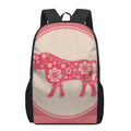 Chinese Flower Ox Zodiac Print 17 Inch Backpack