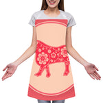 Chinese Flower Ox Zodiac Print Adjustable Apron