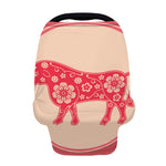 Chinese Flower Ox Zodiac Print Baby Seat Cover