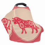 Chinese Flower Ox Zodiac Print Baby Seat Cover