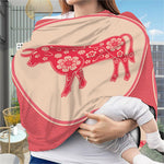 Chinese Flower Ox Zodiac Print Baby Seat Cover