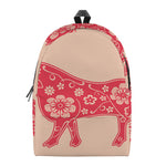Chinese Flower Ox Zodiac Print Backpack
