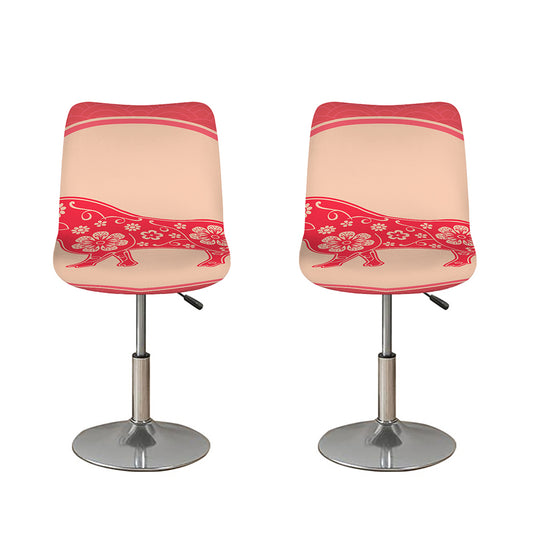 Chinese Flower Ox Zodiac Print Bar Stool Covers