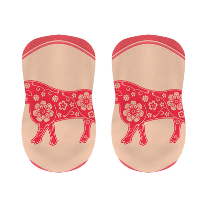 Chinese Flower Ox Zodiac Print Bar Stool Covers