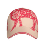 Chinese Flower Ox Zodiac Print Baseball Cap