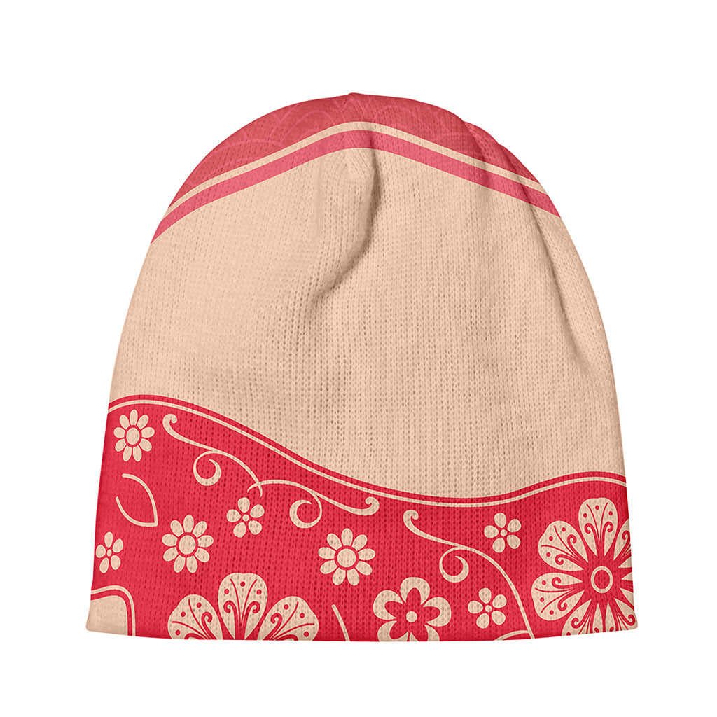 Chinese Flower Ox Zodiac Print Beanie