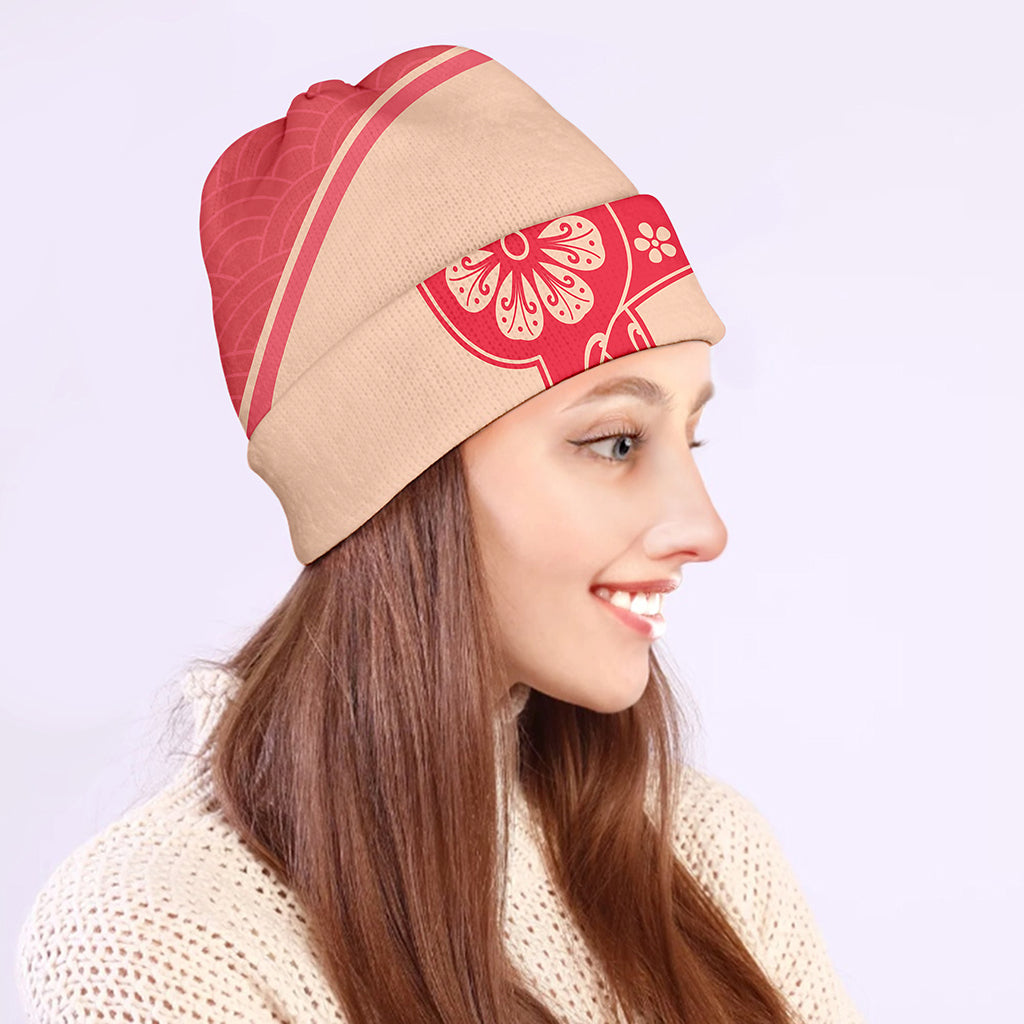 Chinese Flower Ox Zodiac Print Beanie