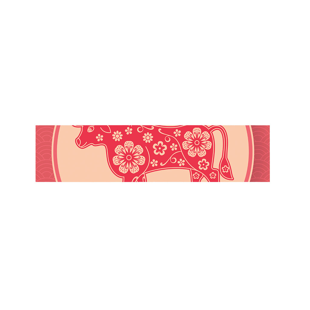 Chinese Flower Ox Zodiac Print Bed Runner