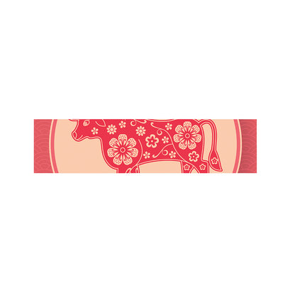Chinese Flower Ox Zodiac Print Bed Runner