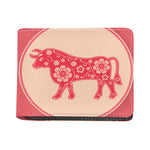Chinese Flower Ox Zodiac Print Bifold Wallet