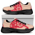 Chinese Flower Ox Zodiac Print Black Chunky Shoes