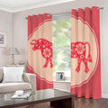 Chinese Flower Ox Zodiac Print Dimout Grommet Curtains