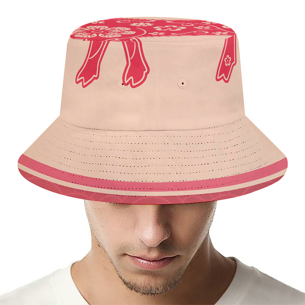 Chinese Flower Ox Zodiac Print Bucket Hat