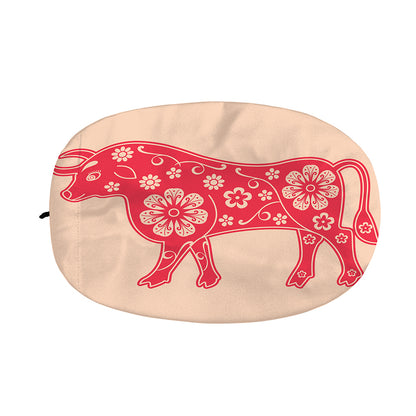 Chinese Flower Ox Zodiac Print Car Side Mirror Covers