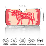 Chinese Flower Ox Zodiac Print Car Windshield Sun Shade