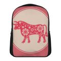 Chinese Flower Ox Zodiac Print Casual Backpack