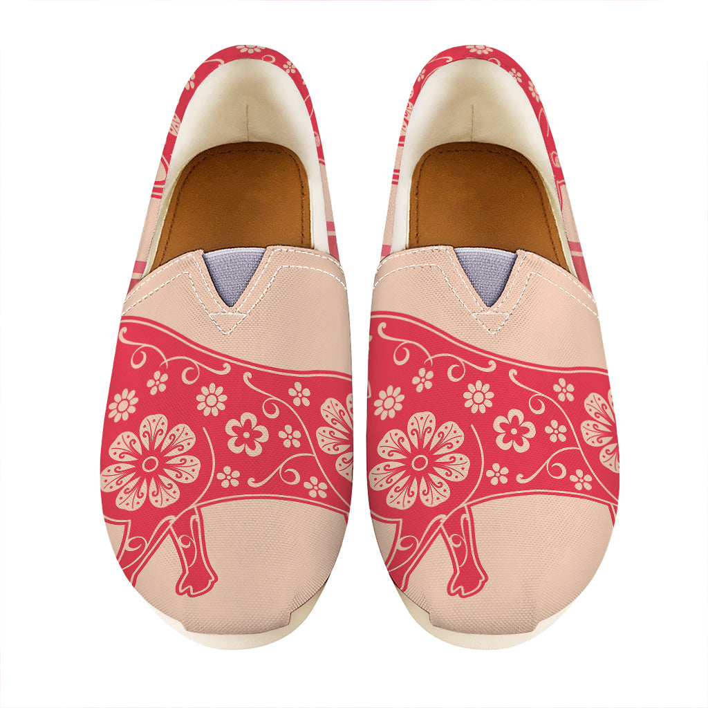 Chinese Flower Ox Zodiac Print Casual Shoes
