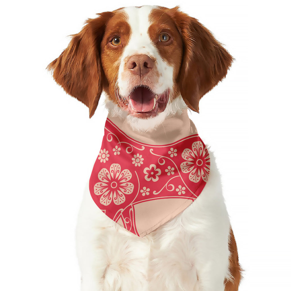 Chinese Flower Ox Zodiac Print Dog Bandana