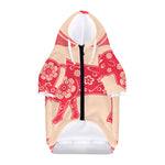 Chinese Flower Ox Zodiac Print Dog Zip Up Hoodie