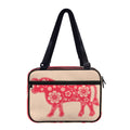 Chinese Flower Ox Zodiac Print Double Strap Bible Bag