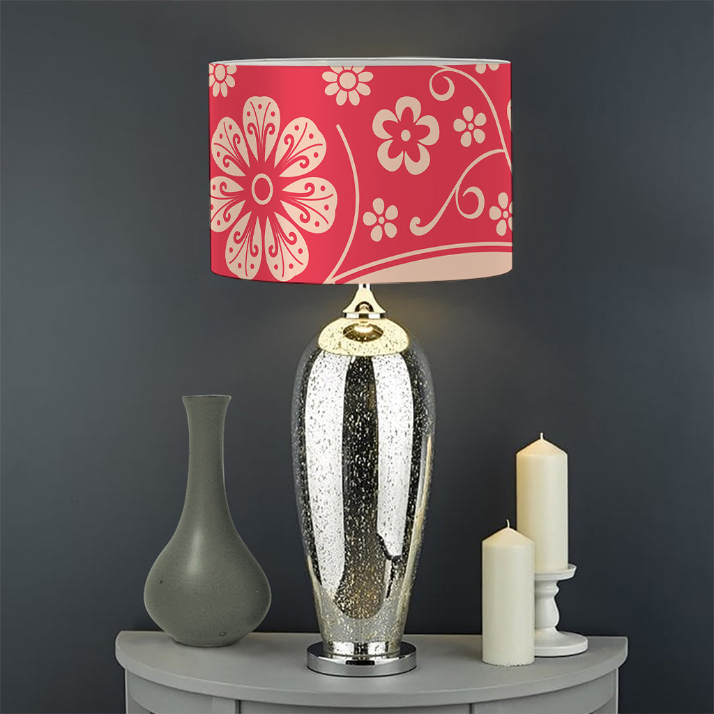Chinese Flower Ox Zodiac Print Drum Lamp Shade
