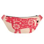 Chinese Flower Ox Zodiac Print Fanny Pack