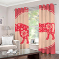 Chinese Flower Ox Zodiac Print Grommet Curtains