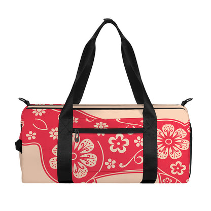 Chinese Flower Ox Zodiac Print Gym Bag
