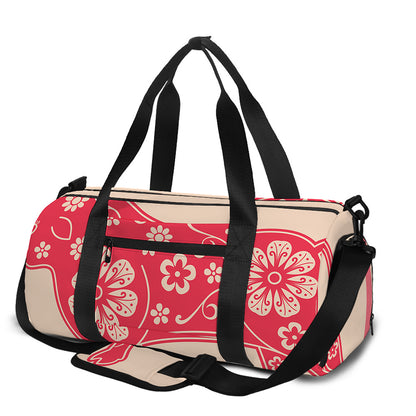 Chinese Flower Ox Zodiac Print Gym Bag