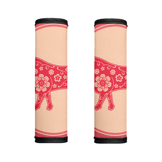 Chinese Flower Ox Zodiac Print Handle Covers