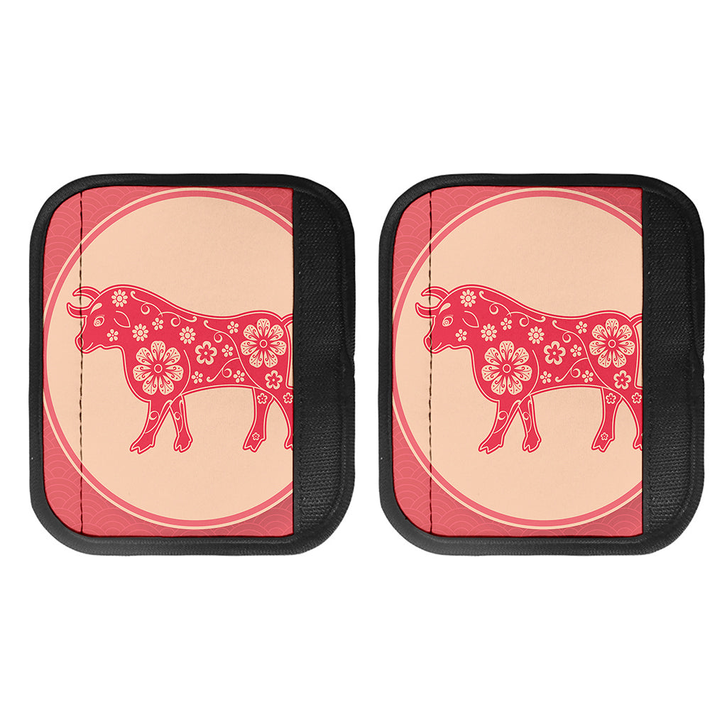 Chinese Flower Ox Zodiac Print Handle Covers
