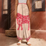 Chinese Flower Ox Zodiac Print Harem Pants