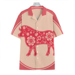 Chinese Flower Ox Zodiac Print Hawaiian Shirt