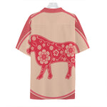 Chinese Flower Ox Zodiac Print Hawaiian Shirt